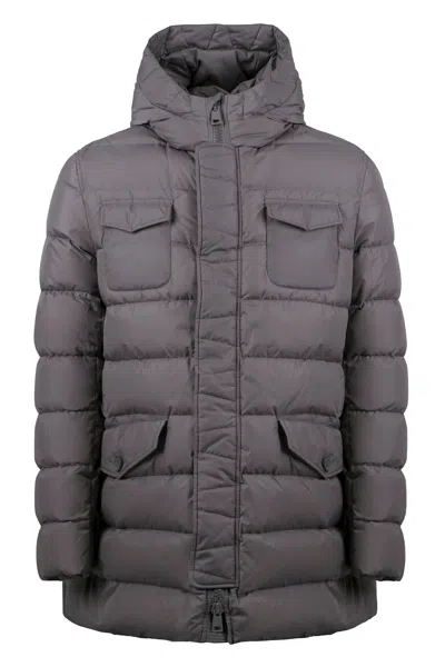 Herno Hooded Down Jacket In Grey