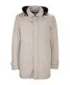 Herno Concealed-fastening Hooded Jacket In Neutral