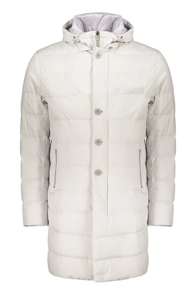 Herno Hooded Down Jacket In Neutral