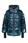 Herno Hooded Down Jacket With Shiny Zip Effect In Multi