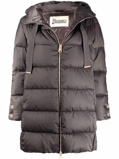 Herno Hooded Down-filled Down Jacket In Gray