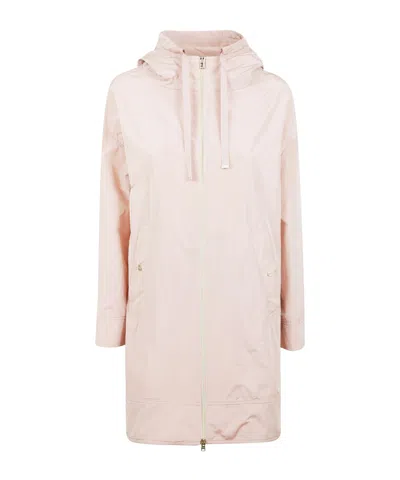 Herno Hooded Drawstrign Zip-up Raincoat In Pink