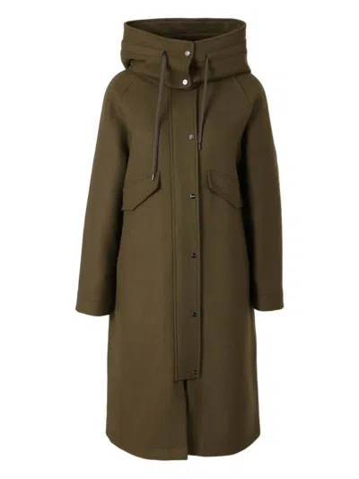 Herno Hooded Drawstring Coat In Green