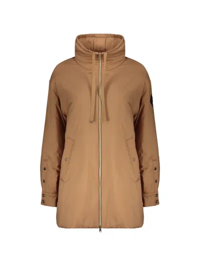 Herno Casual Jacket With A Hood And Stand Collar In Brown