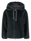 Herno Bomber Style Hooded Jacket With Drawstring Detail In Blue
