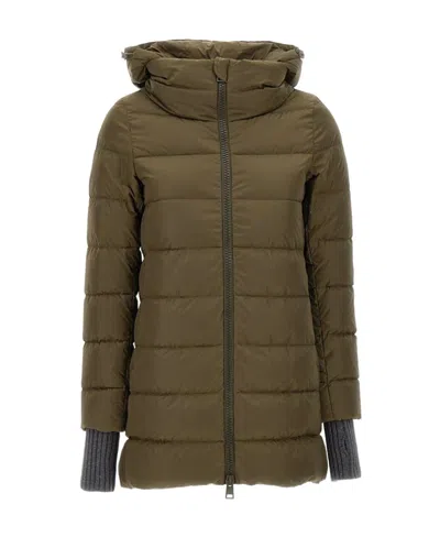 Herno Hooded Feather-down Coat In Green