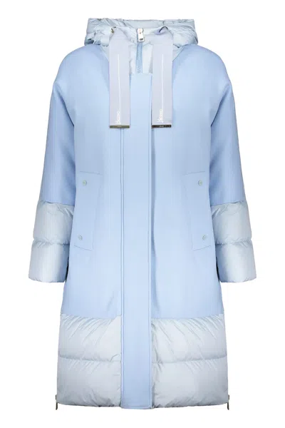 Herno Hooded Full-zip Down Jacket In Blue
