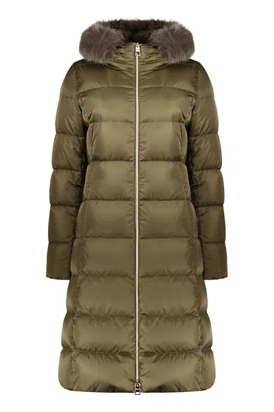 Herno Hooded Full-zip Down Jacket In Green