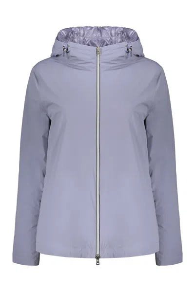 Herno Hooded Full-zip Down Jacket In Lilac