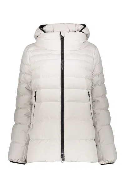 Herno Hooded Full-zip Down Jacket In Neutral