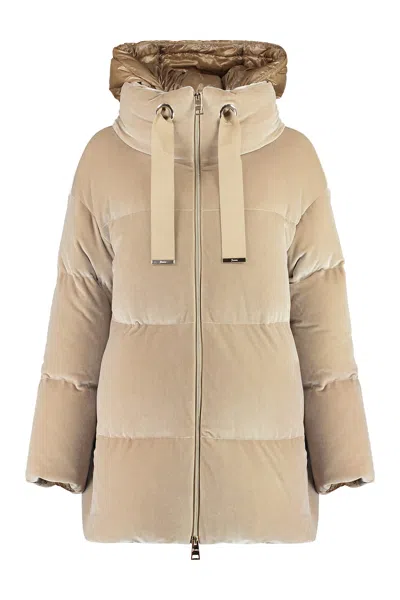 Herno Hooded Full-zip Down Jacket In Green