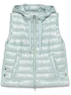 Herno Light Blue Quilted Nylon Gilet With Hood In Blue