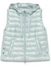 Herno Light Blue Quilted Nylon Gilet With Hood In Blue