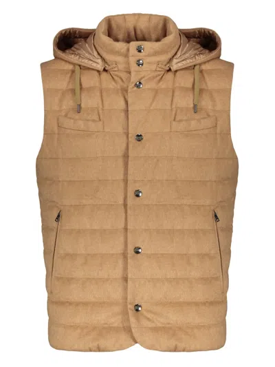 Herno Hooded Gilet In Brown