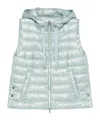 Herno Light Blue Quilted Nylon Gilet With Hood In Green