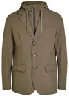 Herno Hooded-insert Layered Nylon Blazer Jacket In Green