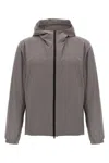 Herno Hooded Jacket Lightweight Fabric Elastic Cuffs In Gray