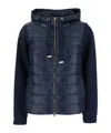 Herno Blue Sweatshirt With Fixed Drawstring Hood In Black