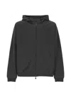 Herno Hooded Zip Blue White Polyester Jacket In Black