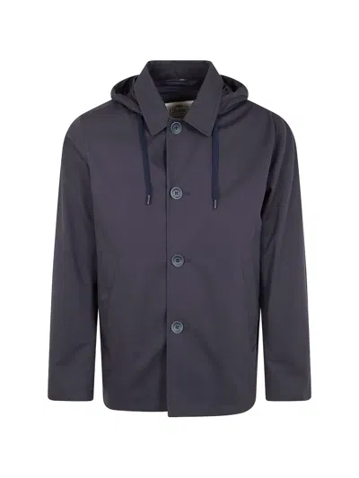 Herno Men Cropped Hooded Jacket In Blue