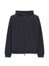 Herno Hooded Zip Blue White Polyester Jacket In Blue