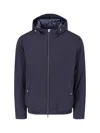 Herno Blue Technical Fabric Hooded Jacket In Blue