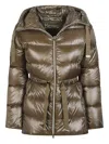 Herno Drawstring Hooded Down Jacket In Brown