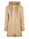 Herno Sophisticated Short Coat With Adjustable Hood And Padded Lining In Gold