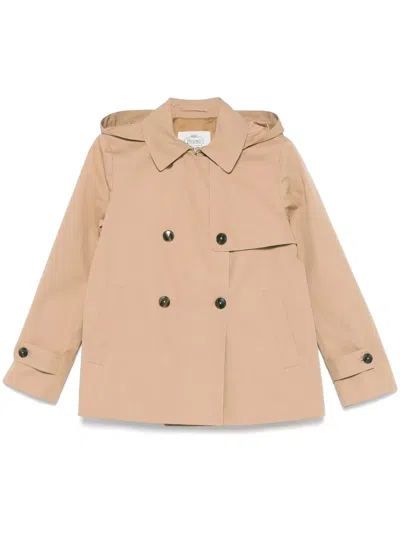 Herno Camel Short Raincoat In Brown