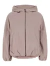Herno Nylon Jacket With Hood And Elasticated Cuffs In Pink