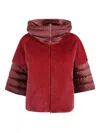 Herno Satin Cape And Lady Alternative Fur In Red
