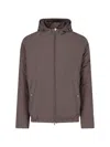Herno Hooded Coat Packable Design Elastic Hem In Brown
