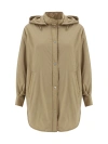 Herno Hooded Long Length Jacket With Adjustable Hood In Sand
