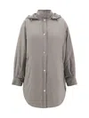 Herno Longline Hooded Jacket Adjustable Drawstring In Tortora