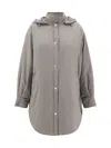 Herno Longline Hooded Jacket Adjustable Drawstring In Tortora