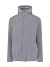 Herno Grey Hooded Waterproof Knit Wool Jacket In Gray