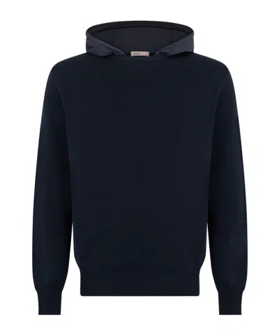 Herno Hooded Knit Top In Blue