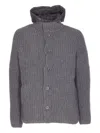 Herno Padded Bomber Jacket With Hood And Pockets In Gray
