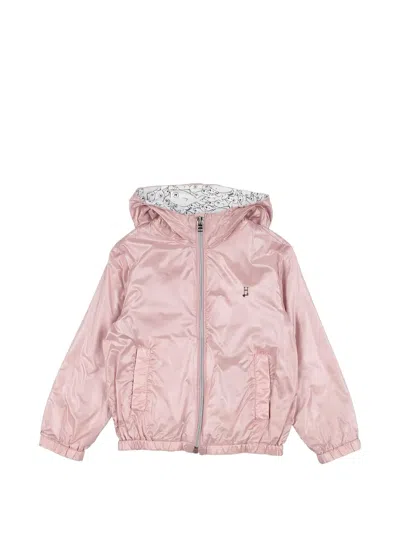 Herno Kids' Hooded Logo-plaque Jacket In Pink