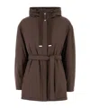 Herno Jacket Stretch Nylon Belted Waist In Brown