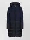 Herno Hooded Longline Quilted Down Jacket In Blue