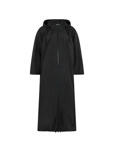 Herno Hooded Long-sleeve Coat In Black