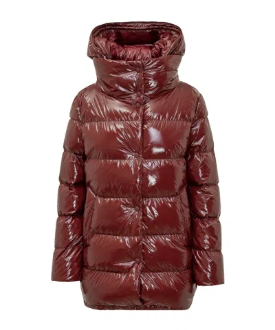 Herno Hooded Medium Down Jacket In Red