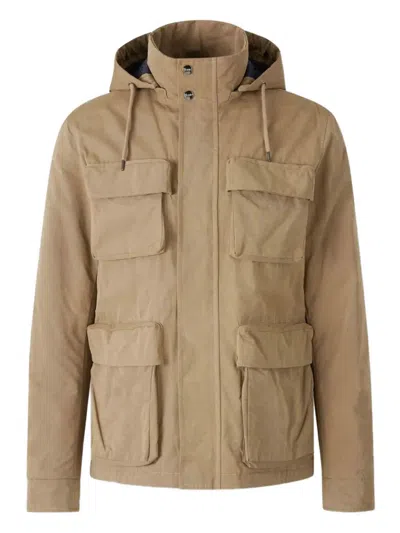 Herno Hooded Multi-pocket Jacket In Burgundy