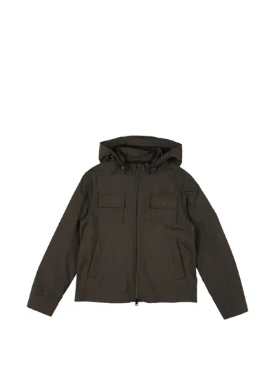 Herno Kids' Hooded Multi-pocket Jacket In Green