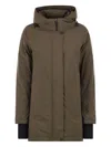 Herno Long-sleeved Hooded Down Jacket In Brown