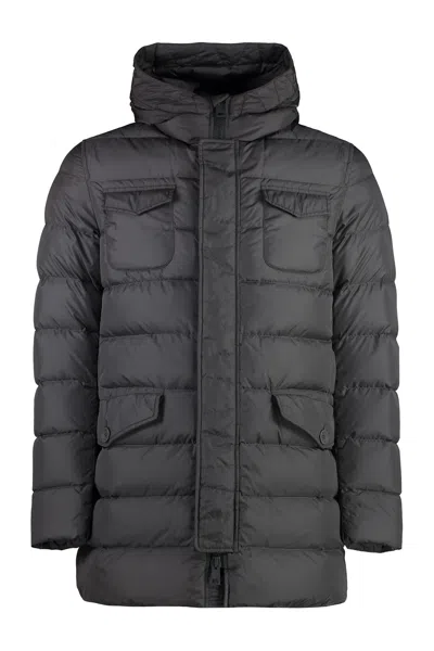 Herno Hooded Nylon Down Jacket In Black