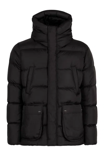 HERNO HOODED NYLON DOWN JACKET