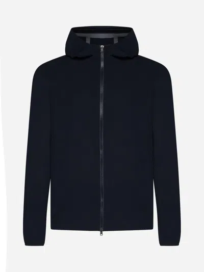 Herno Hooded Nylon Jacket In Blu Navy