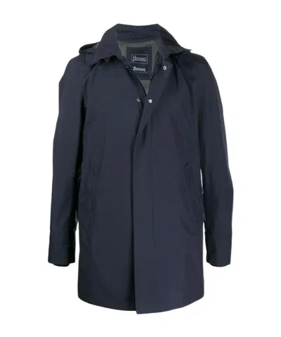 Herno Hooded Overcoat In Black